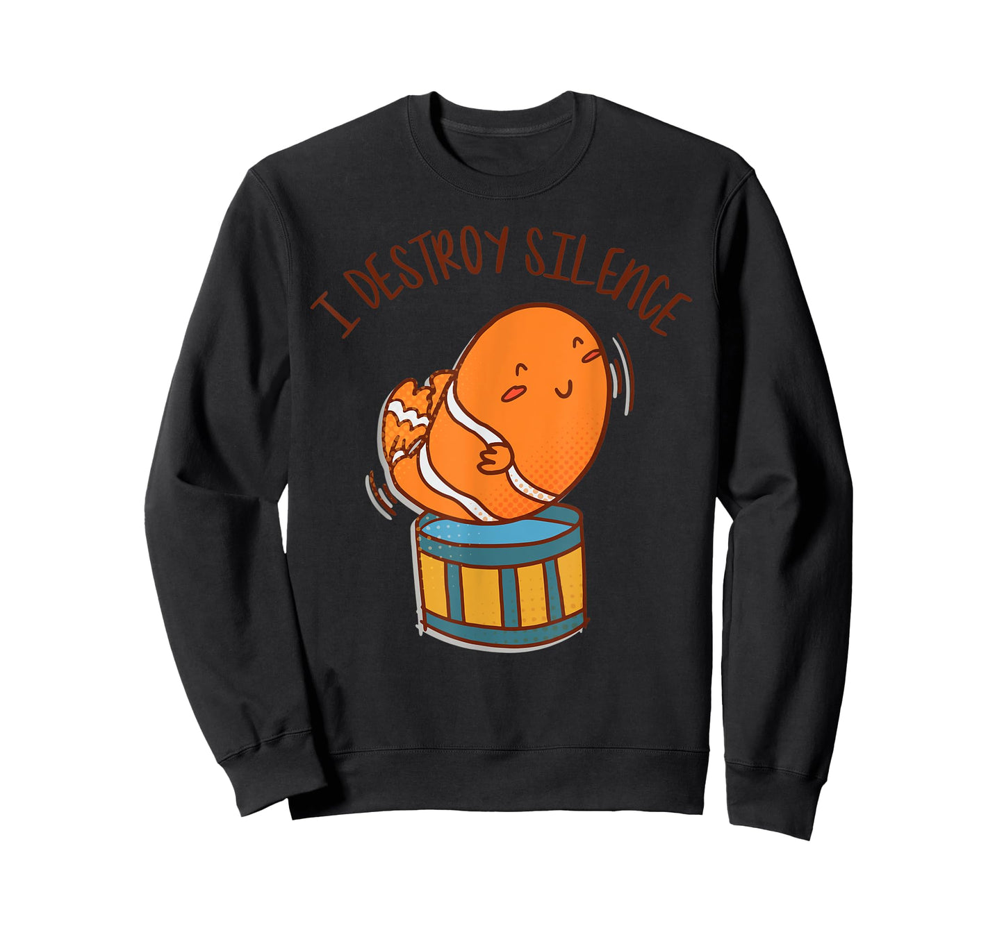 I Destroy Silence Rockstar Fish Playing Drums Musical Sea T-Shirt
