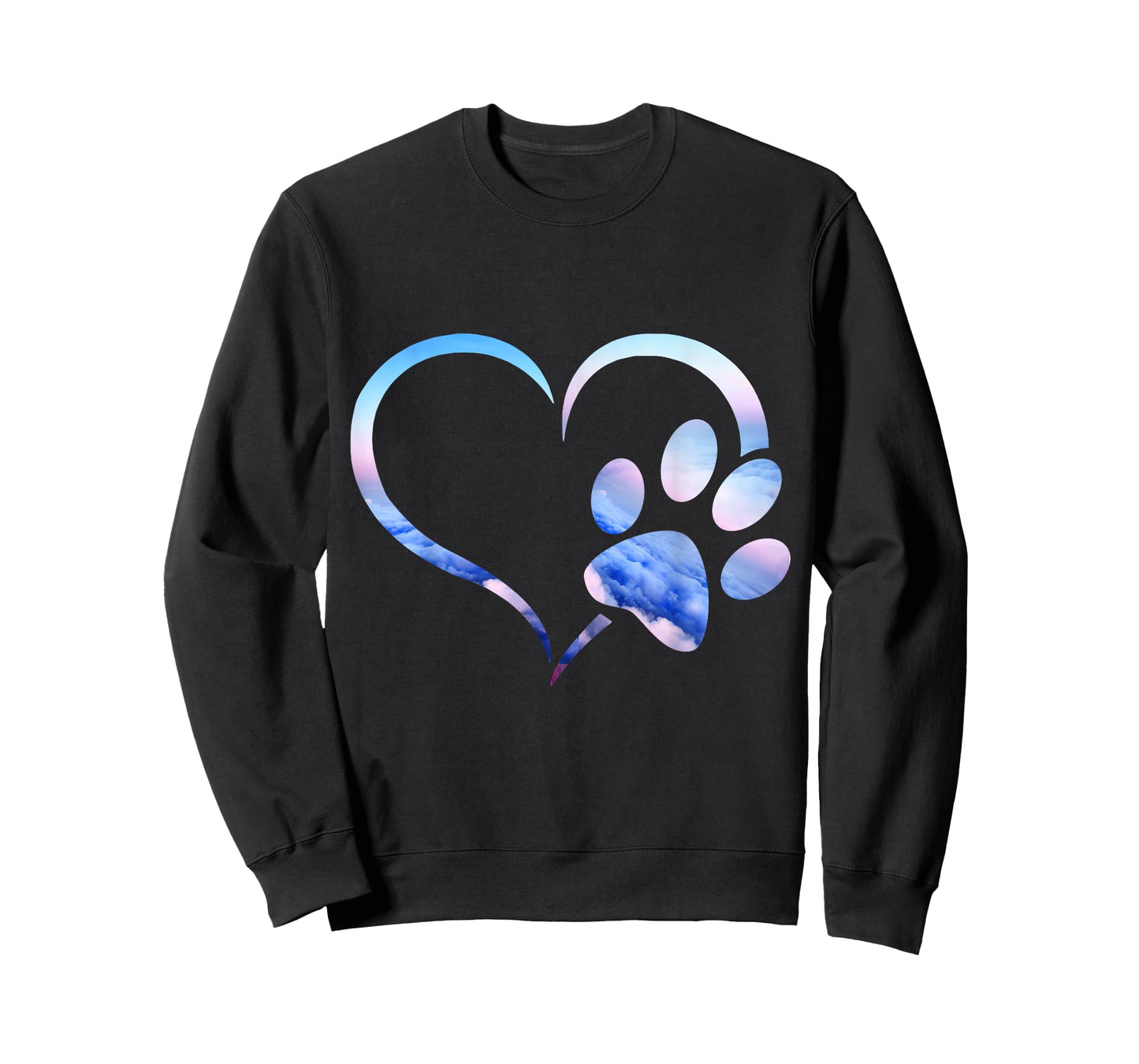Blue pink Ombre Dog Paw Print heart For Dogs Lover T-Shirt for Men Women Girls Kids