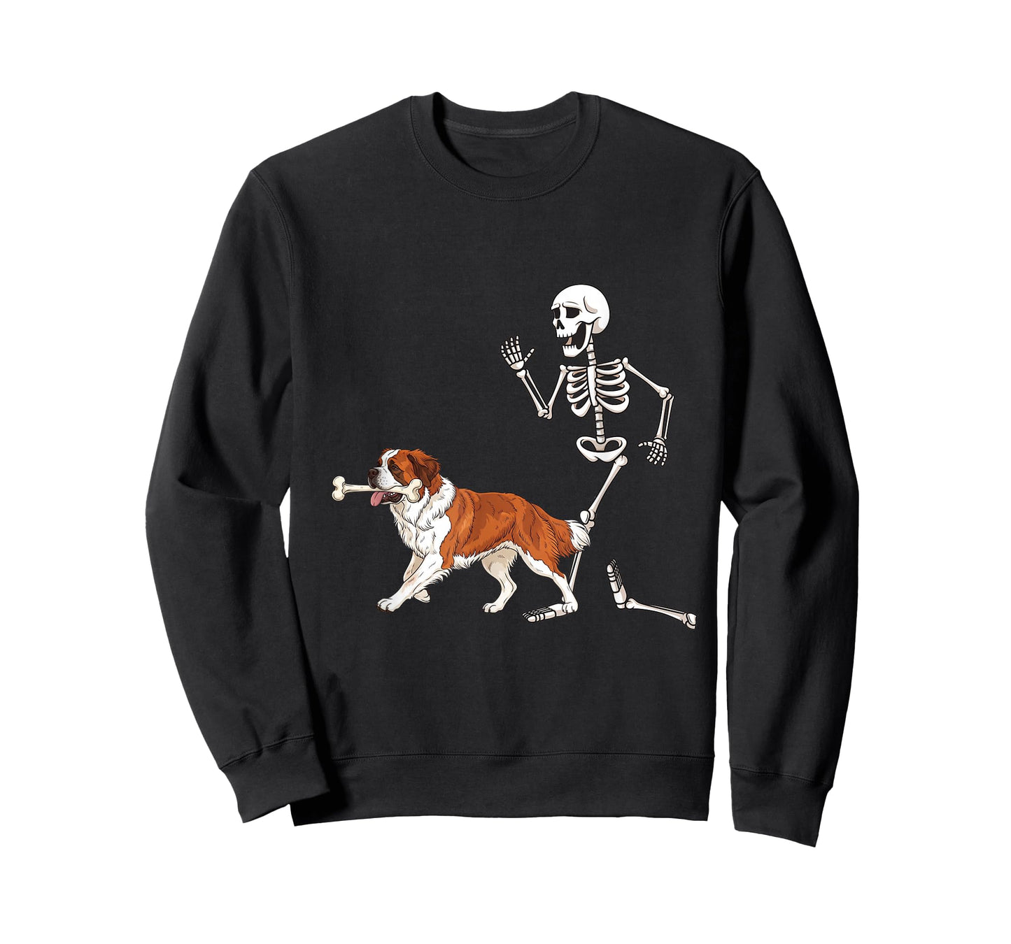 Funny Halloween Saint Bernard and Skeleton T-Shirt