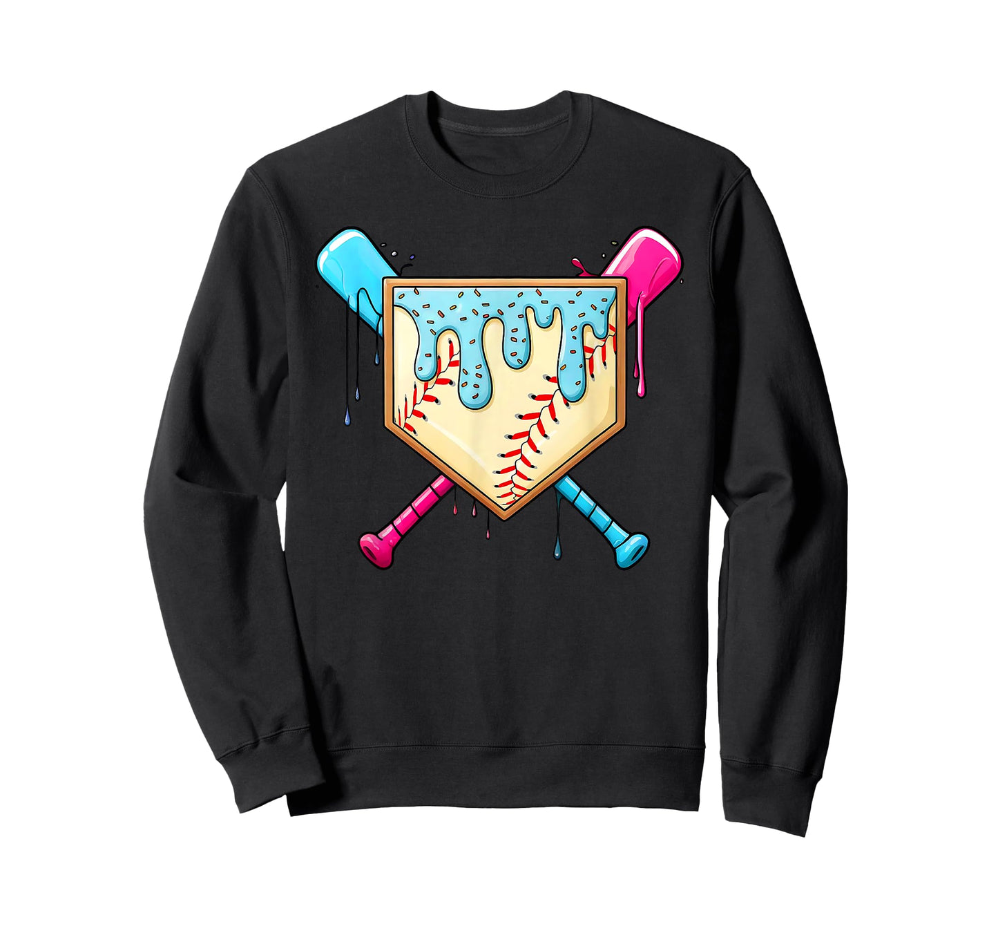 Baseball Game Day Home Plate Ice Cream Drip With Sprinkles T-Shirt