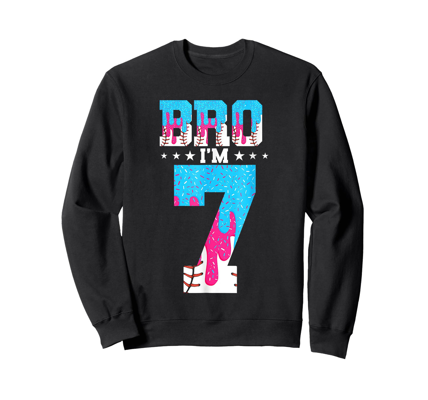 Bro 7th Birthday Boy Baseball Ice Cream Drip 7 Year Old Boy T-Shirt