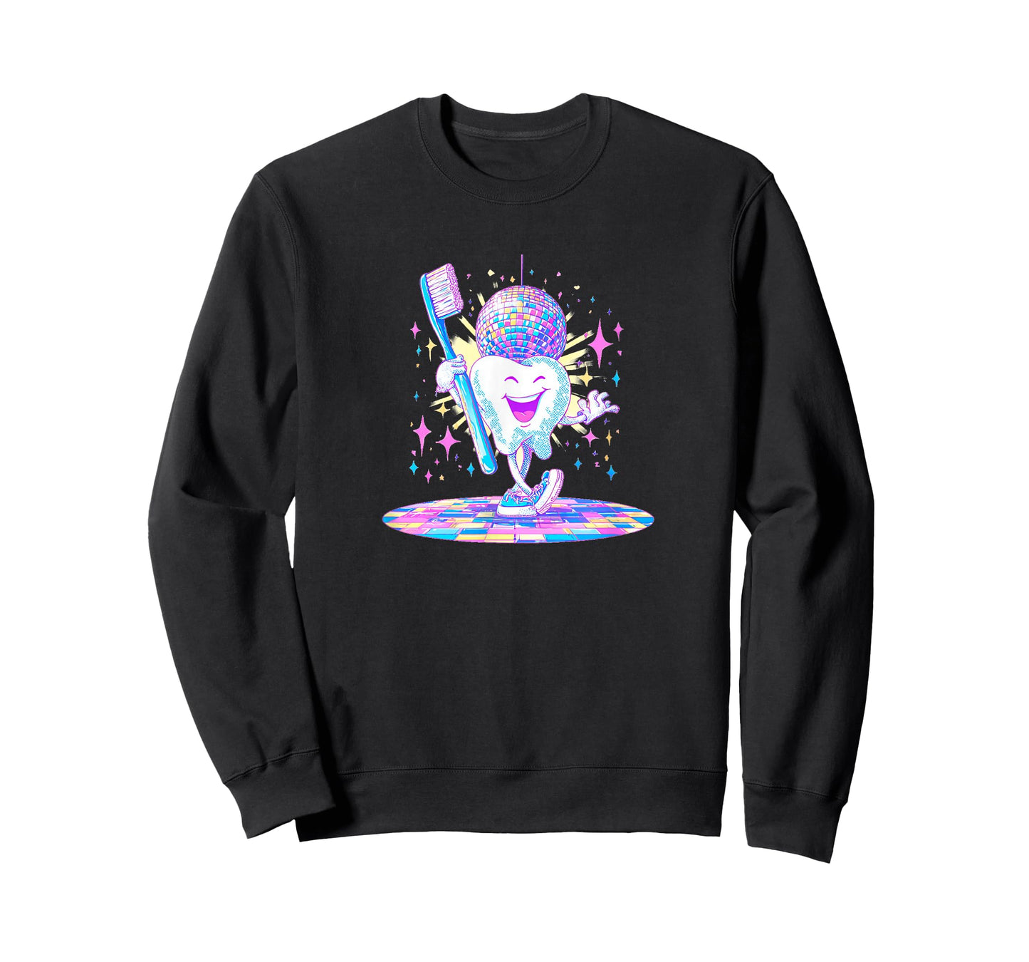 Nice Toothbrush in Retro Disco with Tooth Graphic T-Shirt