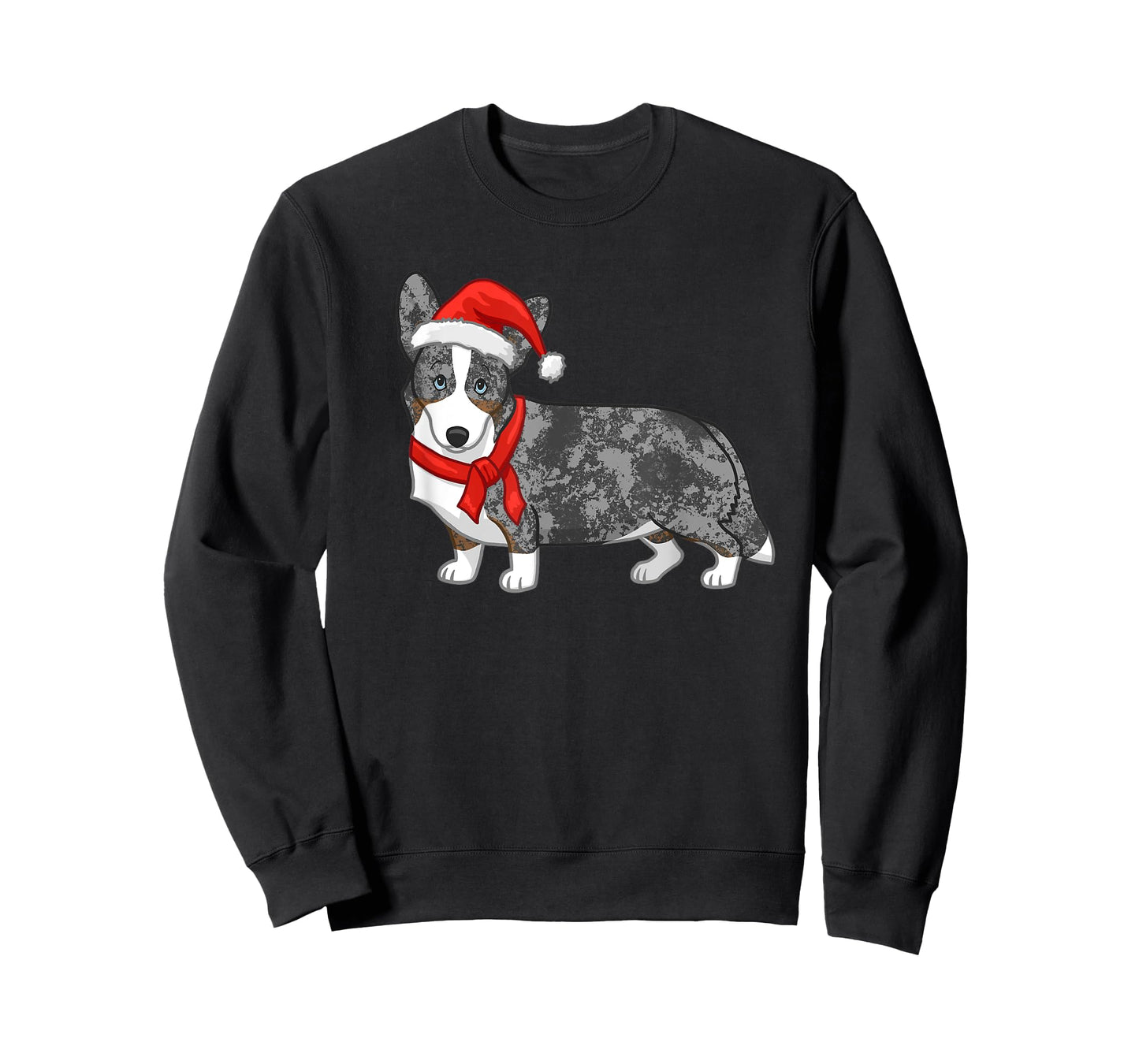 Cute Blue Merle Cardigan Corgi Christmas Santa Hat T-Shirt