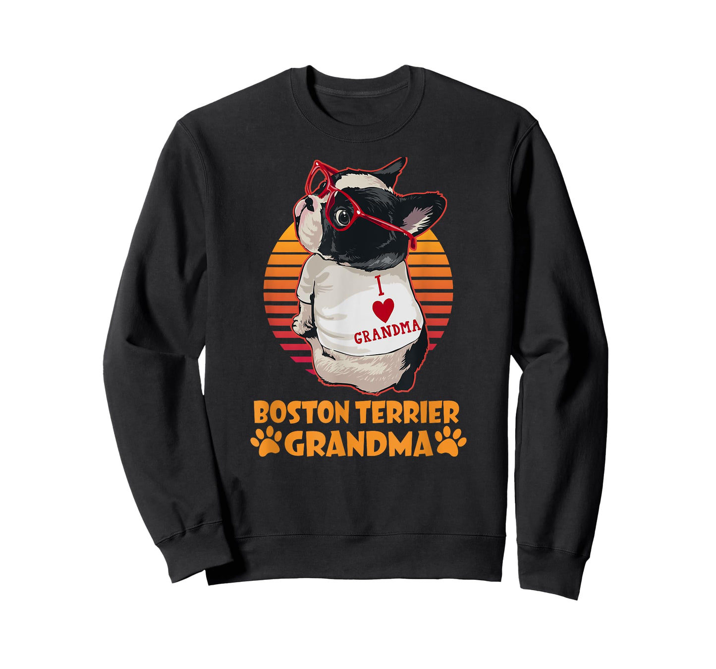 Vintage Boston Terrier Grandma Wear Sunglasses Dog Lover Men Women Girls Kids T-Shirt