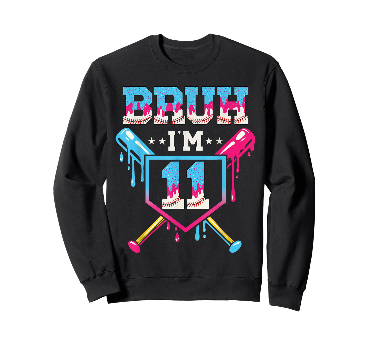 Bruh Baseball 11 Year Old Ice Cream 11th Birthday Boy T-Shirt
