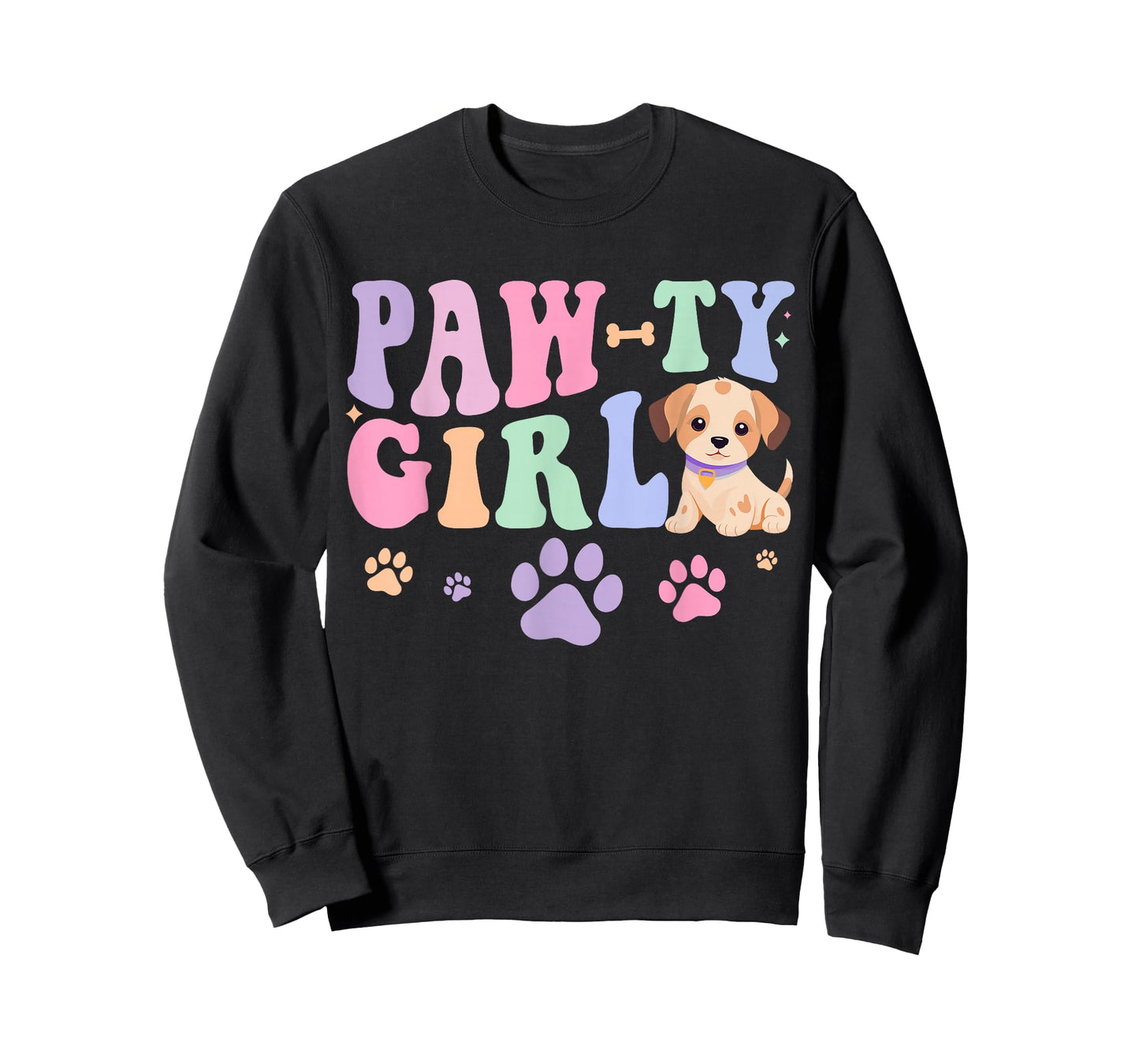 Let's Pawty Girl Birthday Dog Puppy Party Girl Kids Birthday T-Shirt