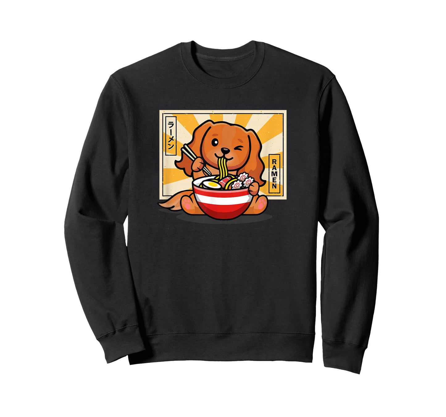 Funny Kawaii Ramen Kids Ruby Cavalier Spaniel Dog Lover T-Shirt