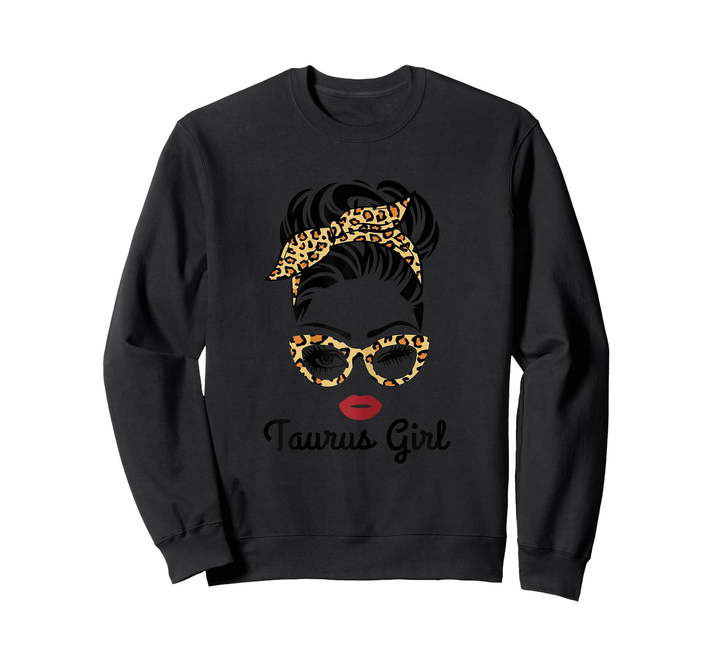 Taurus Girl Woman Face Leopard Bandana Wink Eye T-Shirt