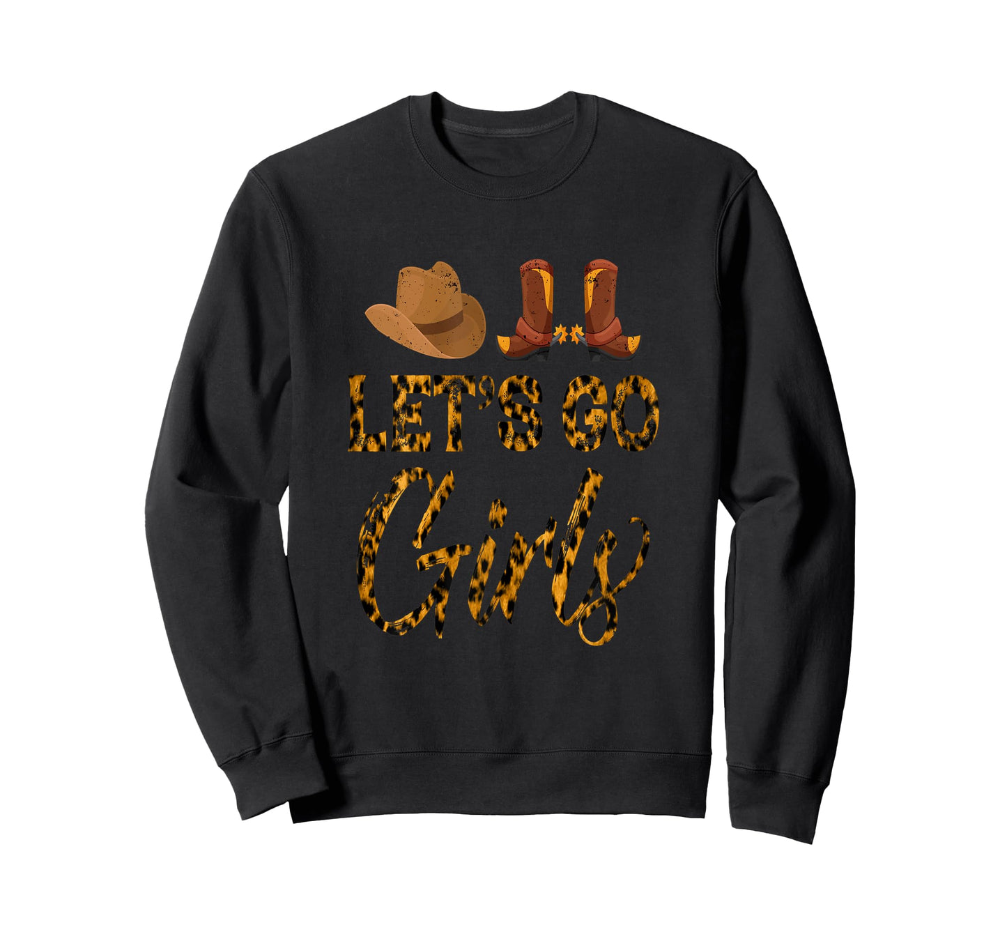 Womens Let's Go Girls Western Cowgirl Cowboy Boots Cowgirl Hat T-Shirt