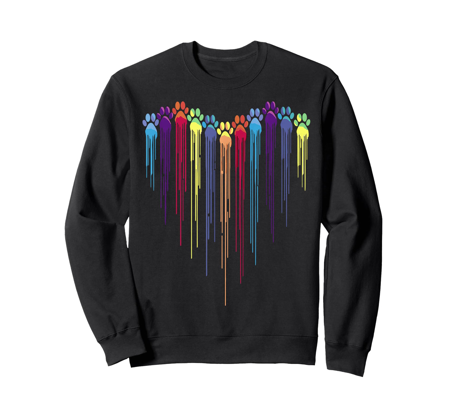 Dog Paws Heart Watercolors Painting Heart Dogs Paw Rainbow T-Shirt