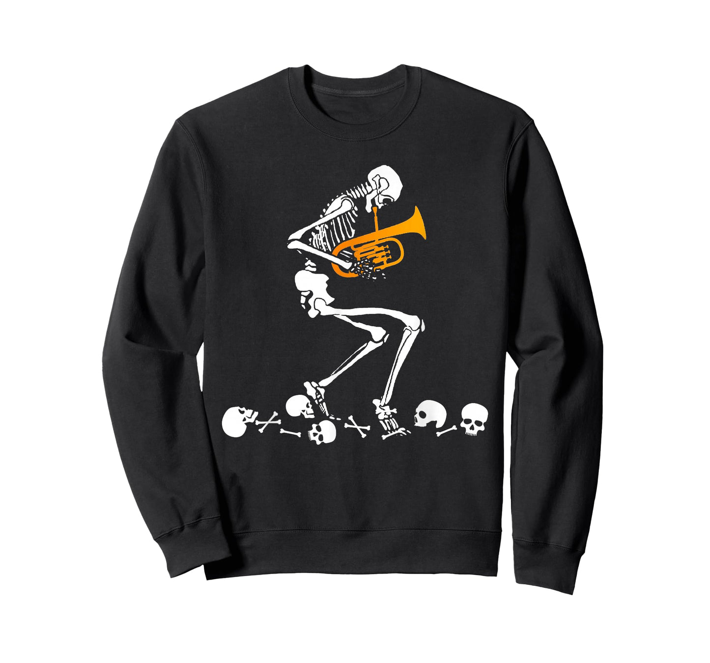 Skeleton Playing Tuba Instruments Musician Halloween T-Shirt