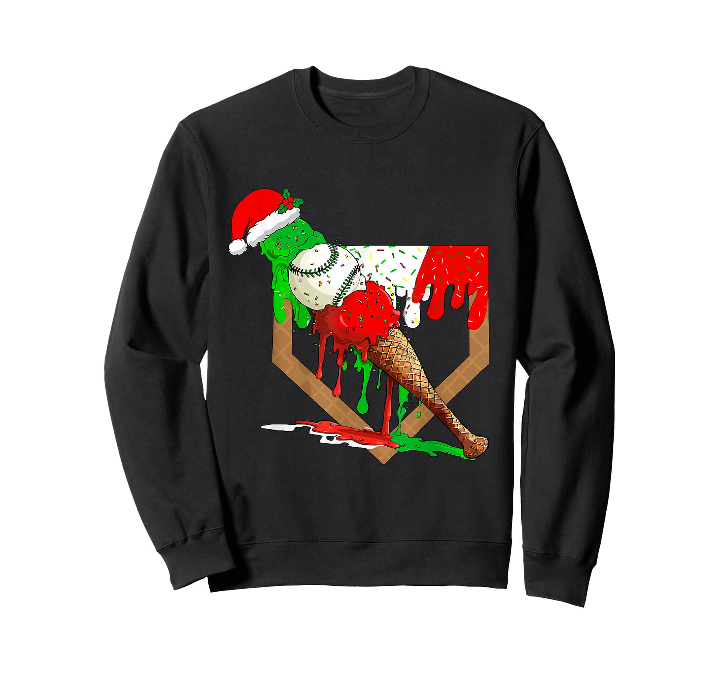 Baseball Xmas Christmas Baseball Ice Cream Drip Boys T-Shirt