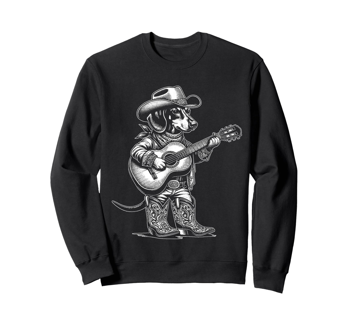 Dachshund Dog Cowboy Guitar Musician Western Country Music T-Shirt