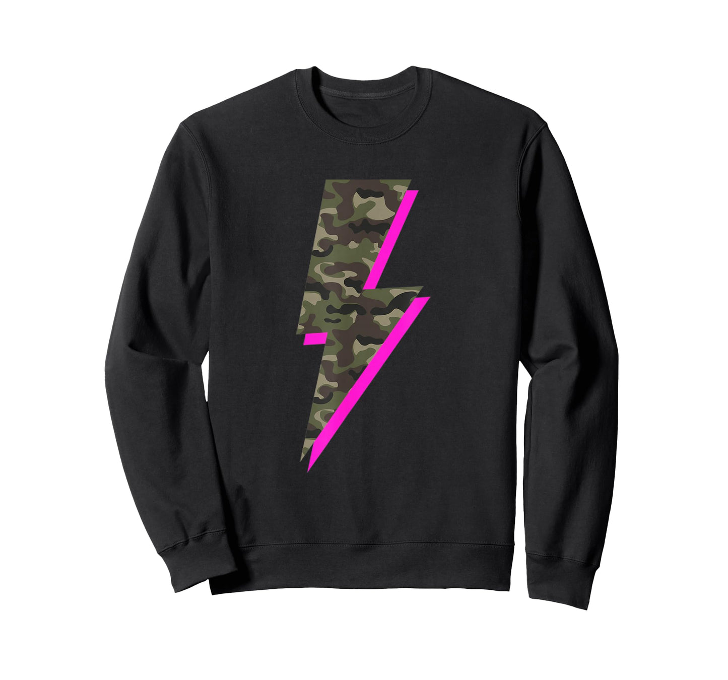 Lightning Bolt Camo Hot Pink Camouflage Graphic Print T-Shirt