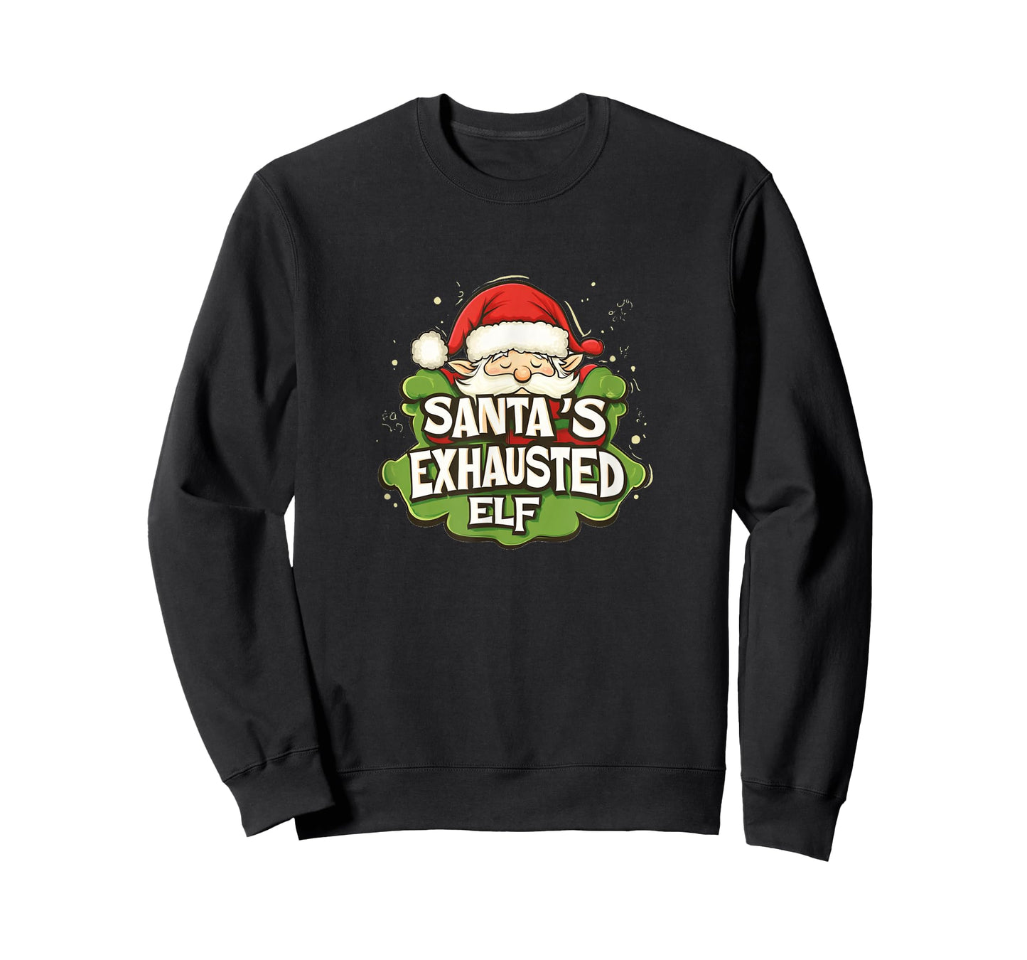 Funny Santa's Exhausted Elf Emblem T-Shirt