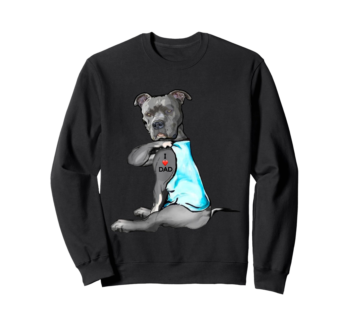 Funny Women Gifts Dog Pitbull I Love Dad Tattoo Gift T-Shirt