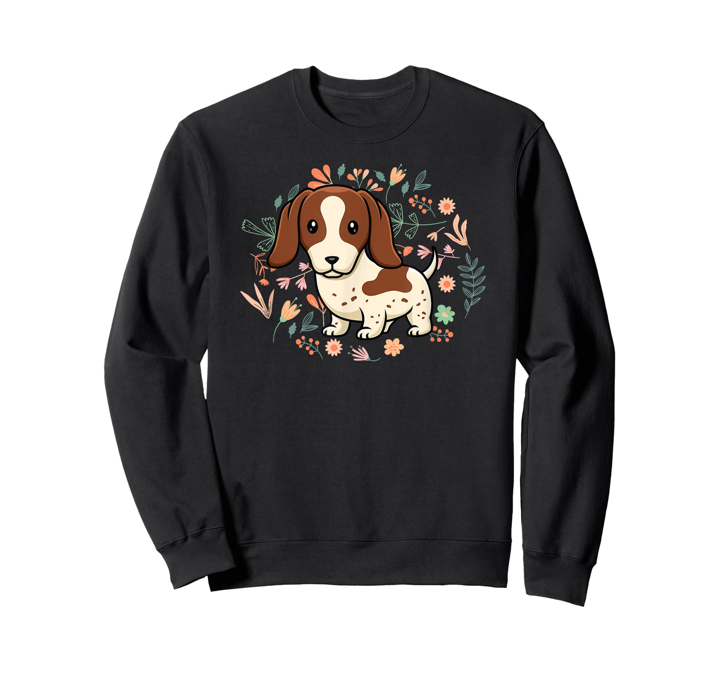 Floral Piebald Dachshund Lover Doxie Mom Dog Mama Lover Men Women Kids T-Shirt