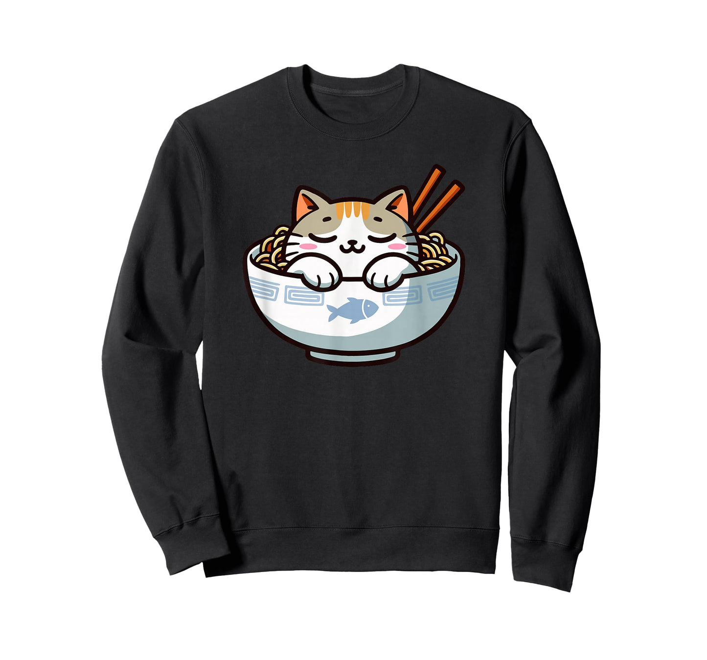 Cute Anime Merch Cat Design Japanese Ramen Noodle Clothes- T-Shirt