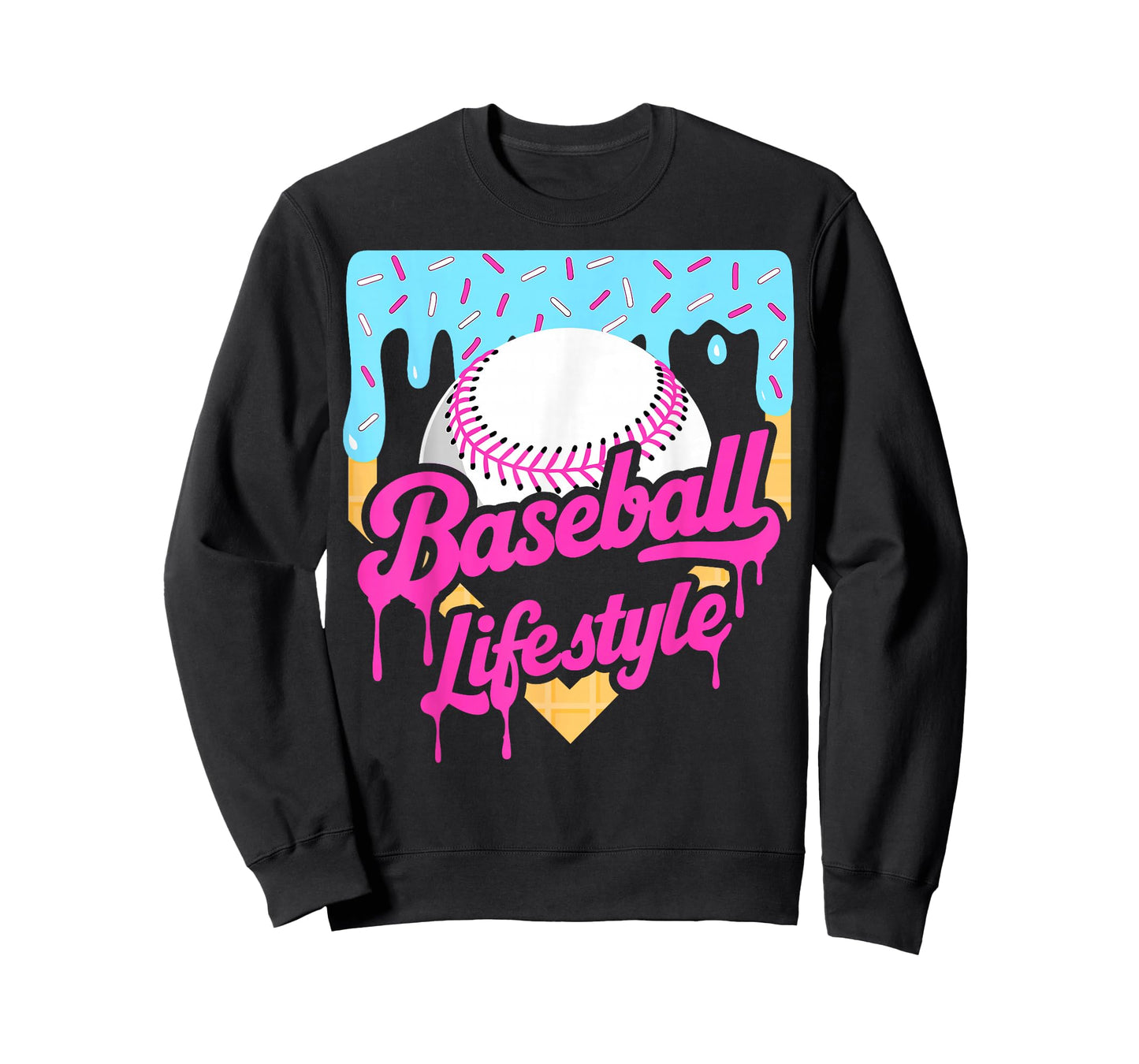 Baseball Life Lifestyle Home Plate Ice Cream Drip Men Boys T-Shirt