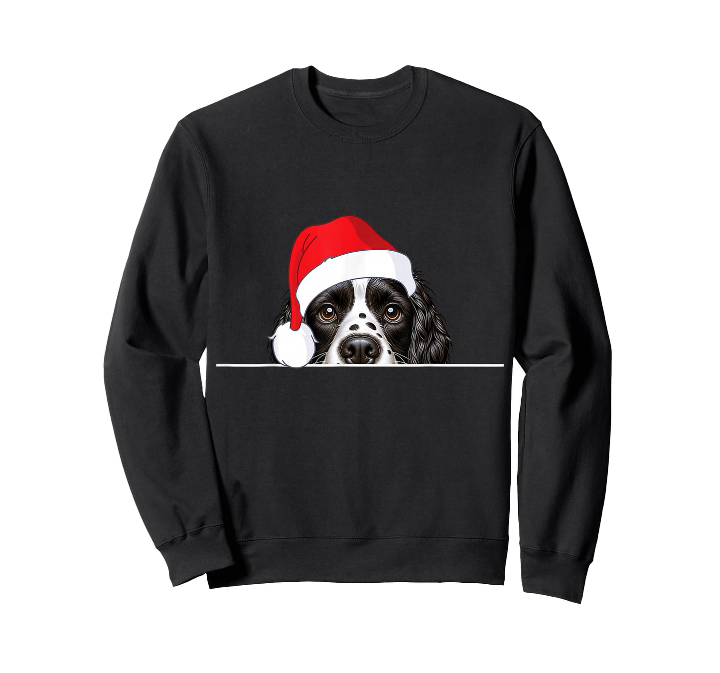 English Springer Spaniel Dog Lover Funny Santa Hat Christmas T-Shirt