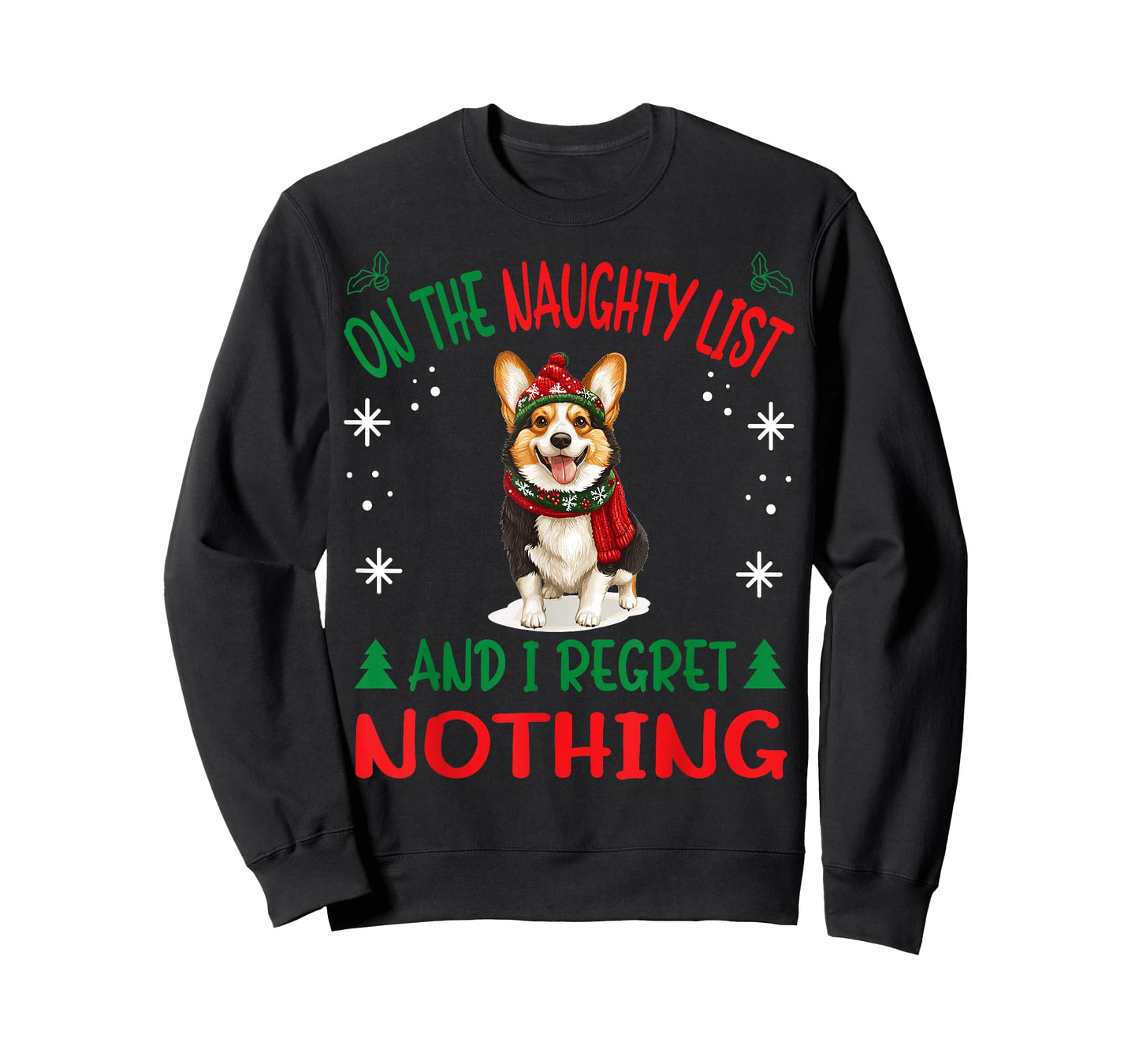 Cute Cardigan Welsh Corgi Dog Christmas On The Naughty List T-Shirt for Men Women