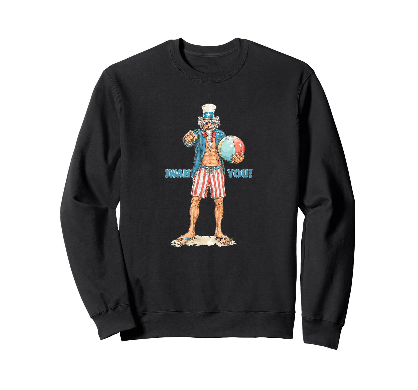 Awesome US Sam on The Beach with Patriotic Shorts Costume T-Shirt