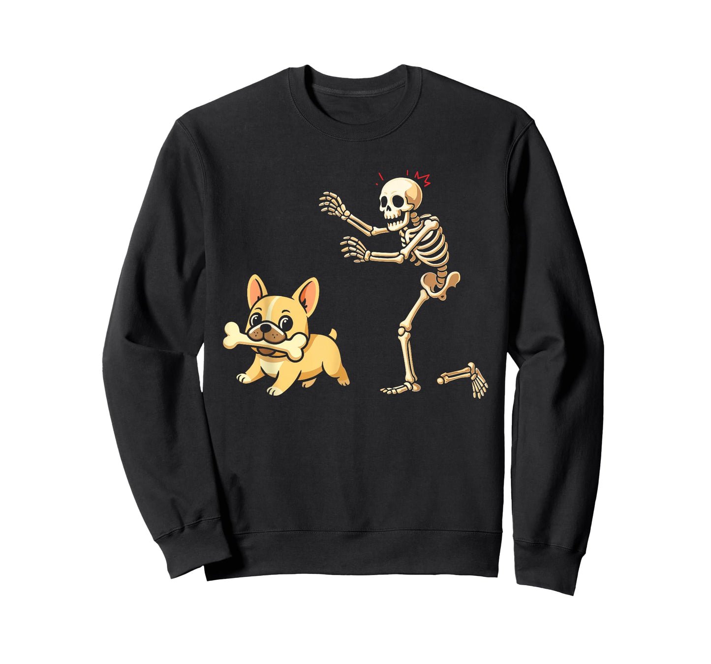 Halloween Dog Funny Skeleton Chasing French Bulldog T-Shirt