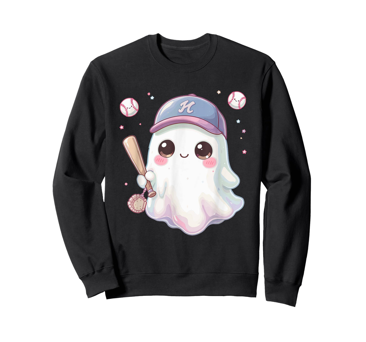 Ice Cream Drip Baseball Cute Spooky Ghost Design for Kids T-Shirt