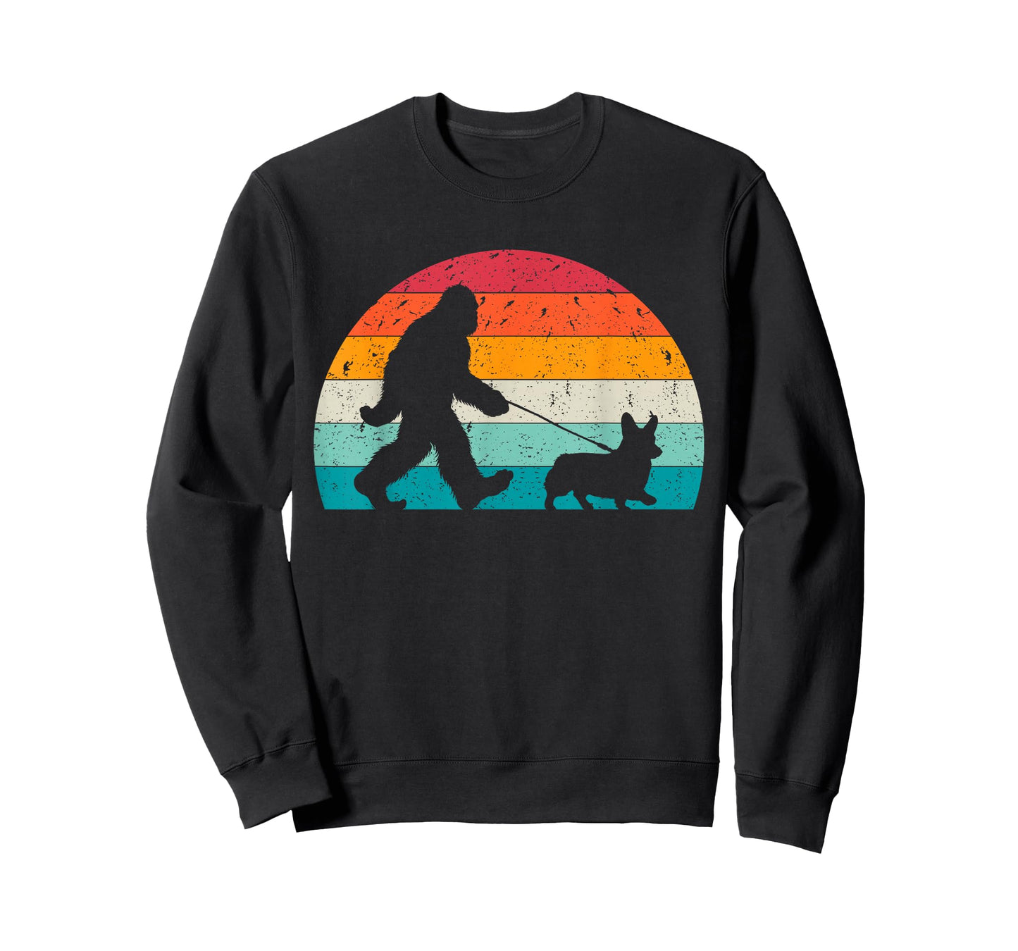 Bigfoot Walking a Dog Funny Corgi Lovers Dog Dad T-Shirt