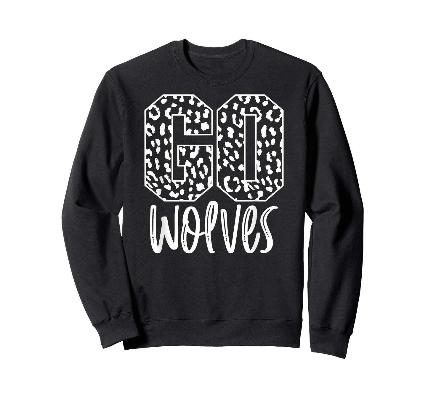 Wolves Team Mascot School Spirit Game Night Leopard Print T-Shirt