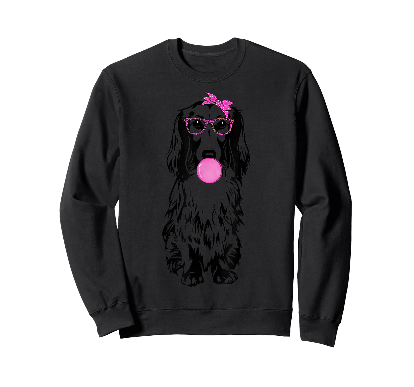 Longhaired Dachshund dog with bubble gum bandana glasses T-Shirt