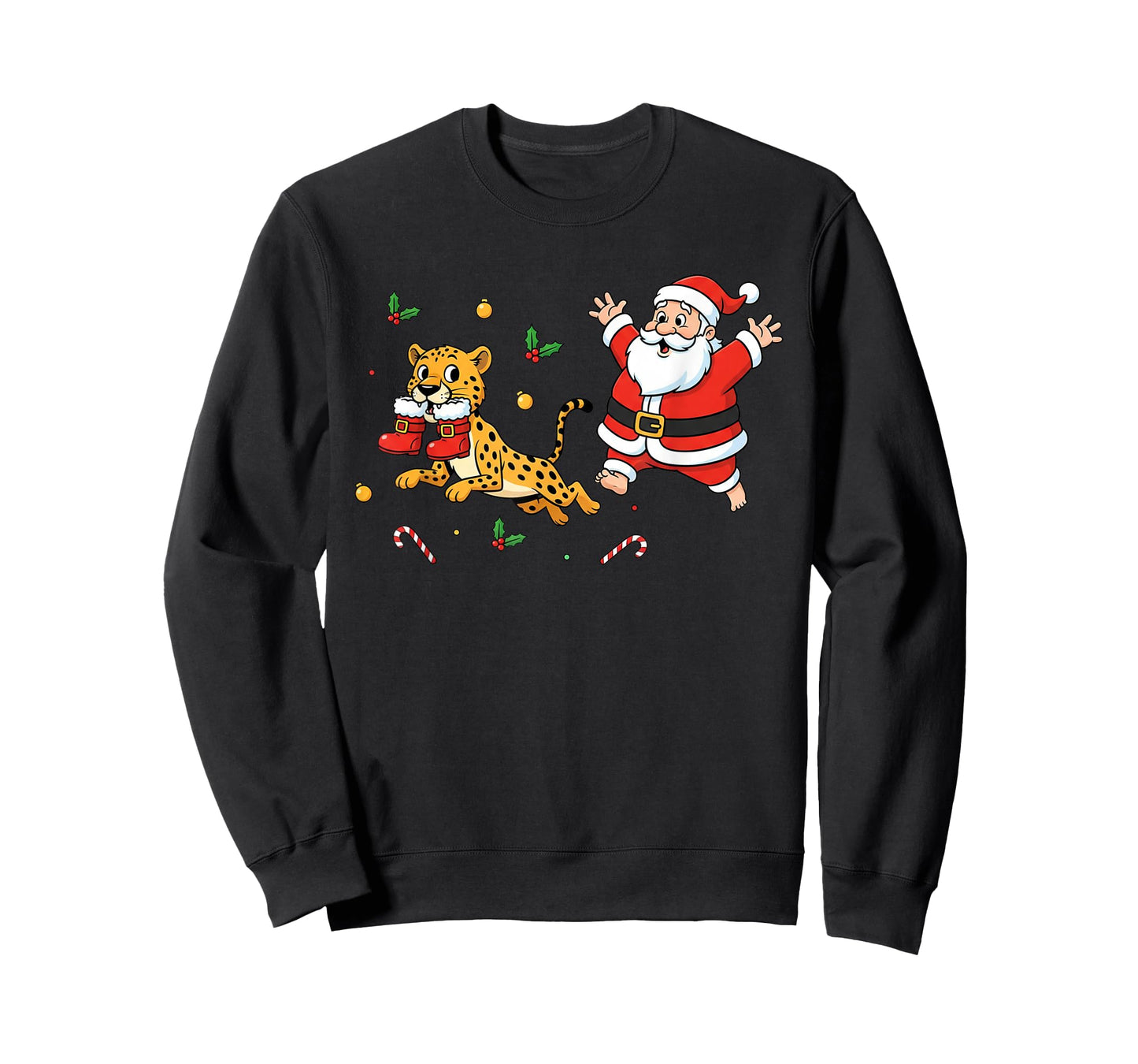 Funny Cheetah Santa Claus Boots Christmas Womens Mens Kids T-Shirt