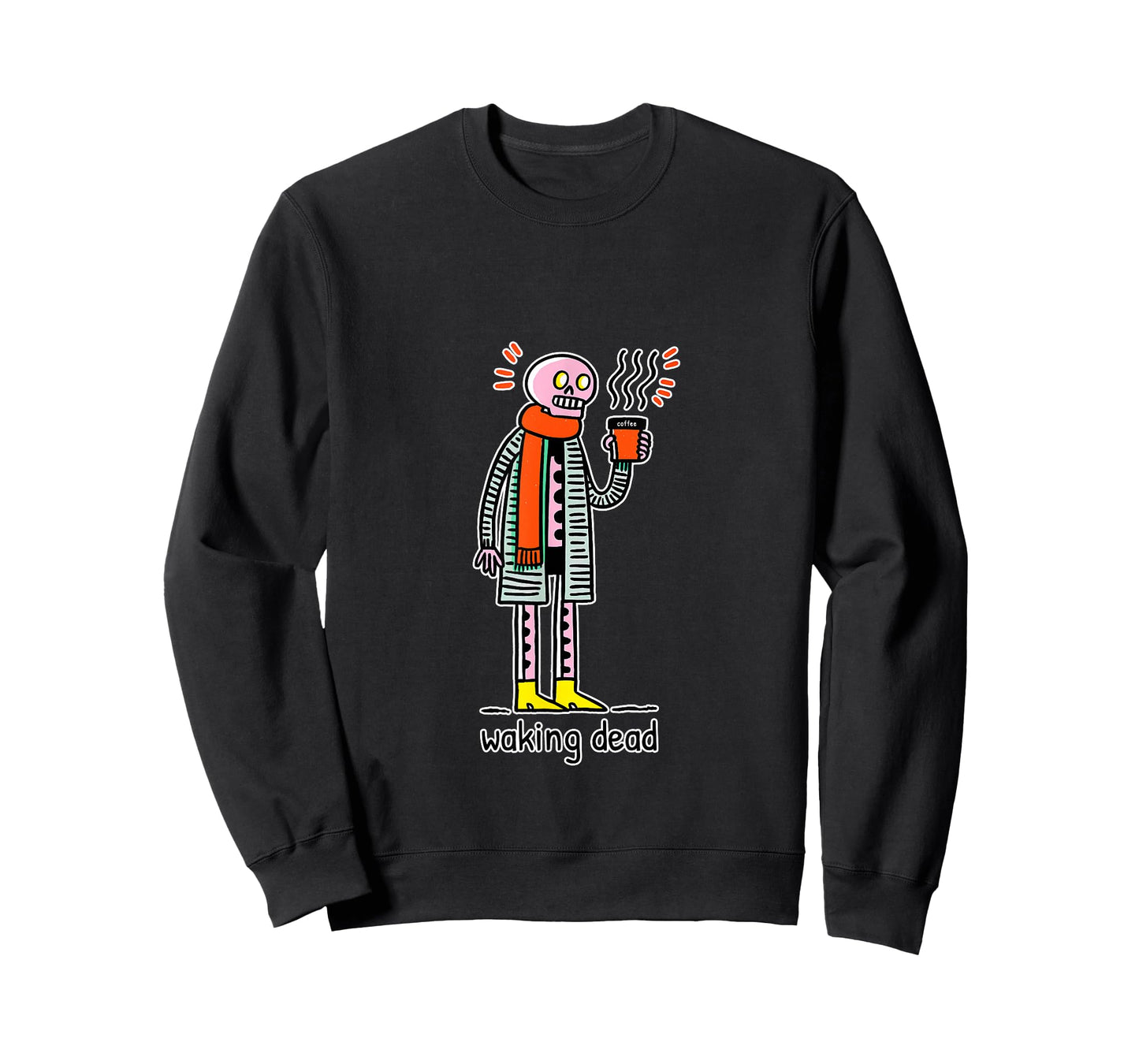 Waking Dead Coffee Skeleton – Funny Morning Zombie T-Shirt