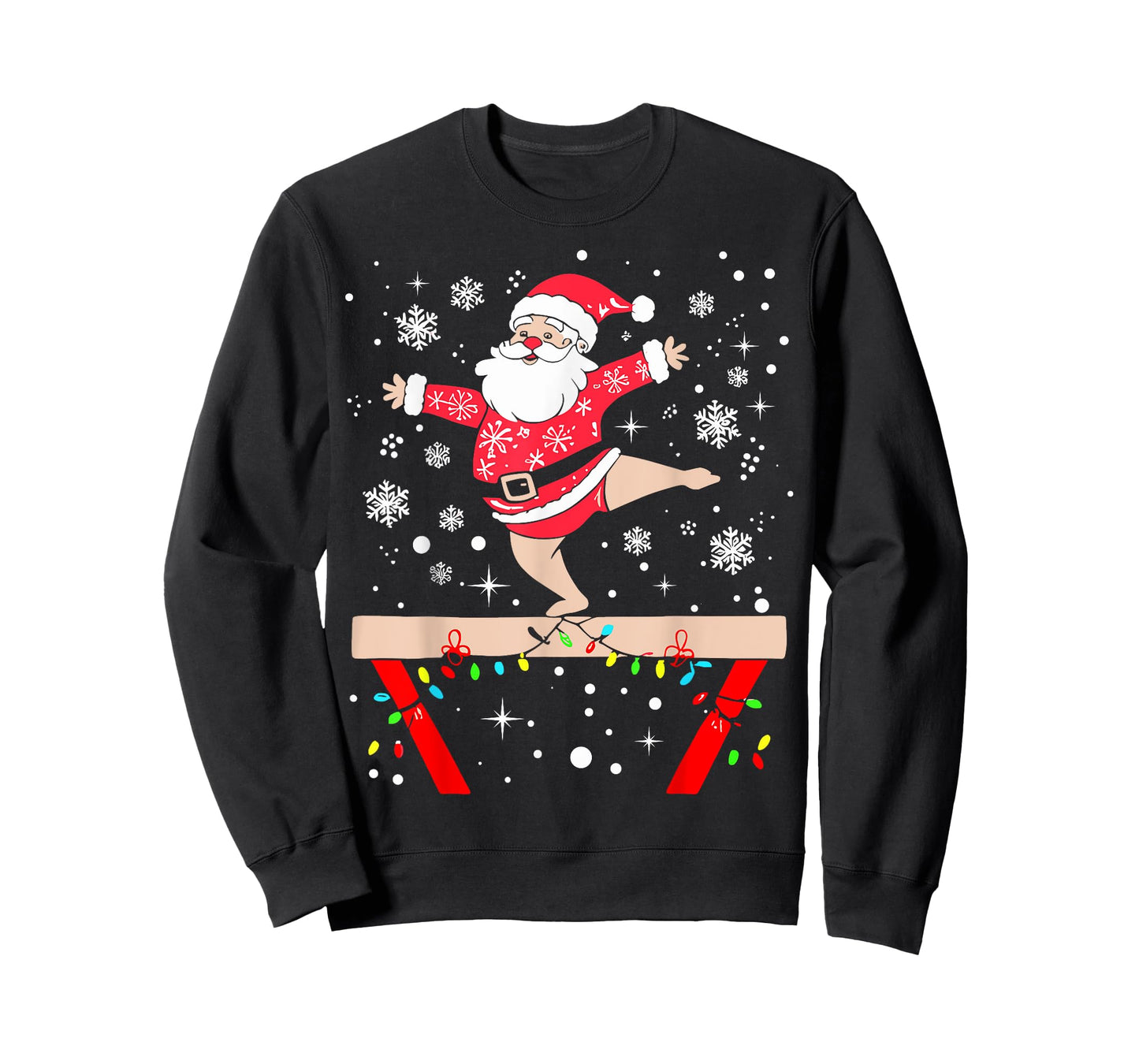 Funny Gymnast Xmas Lights Santa Gymnastics Christmas T-Shirt