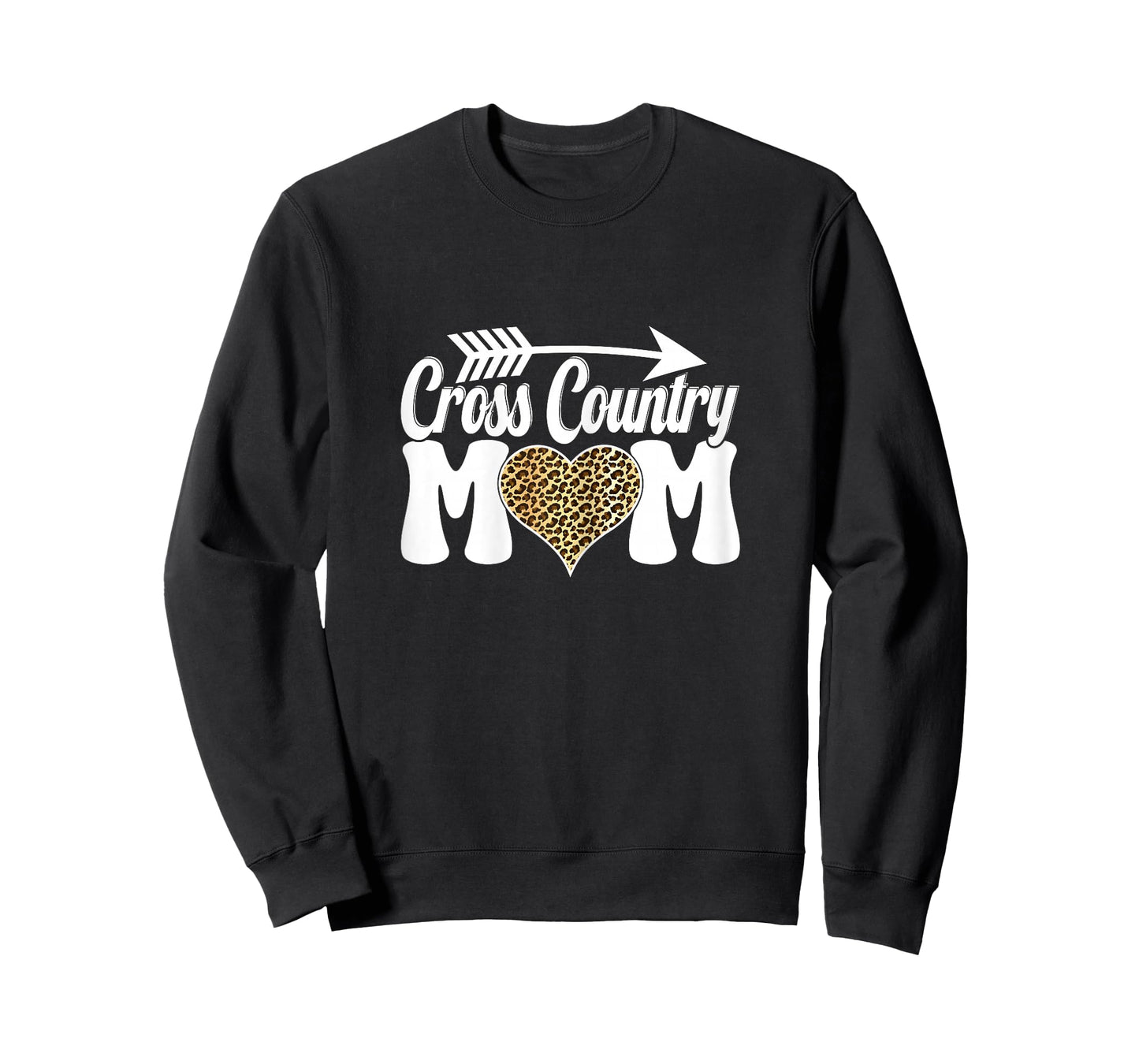 Cross Country Mom Cute Running Heart Leopard Print XC Runner T-Shirt