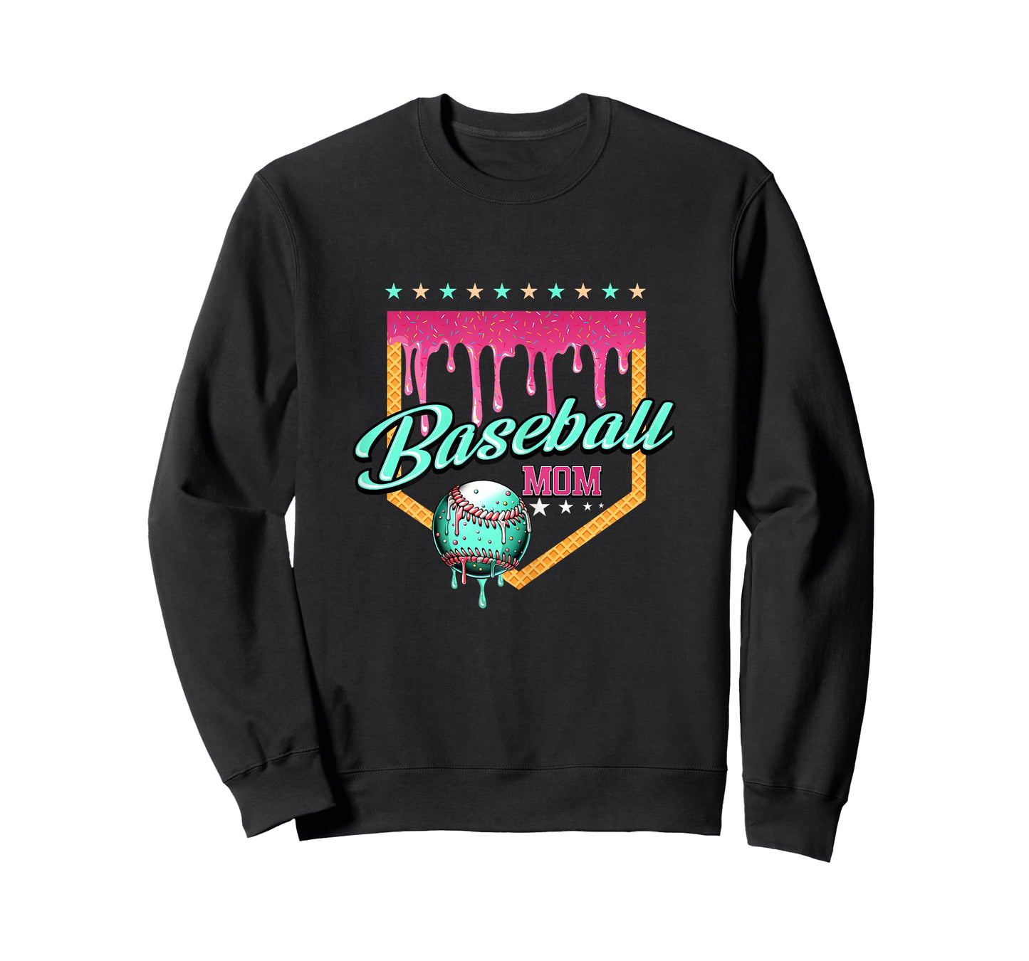 Baseball Mom Drip Home Plate Dripping Ice Cream T-Shirt
