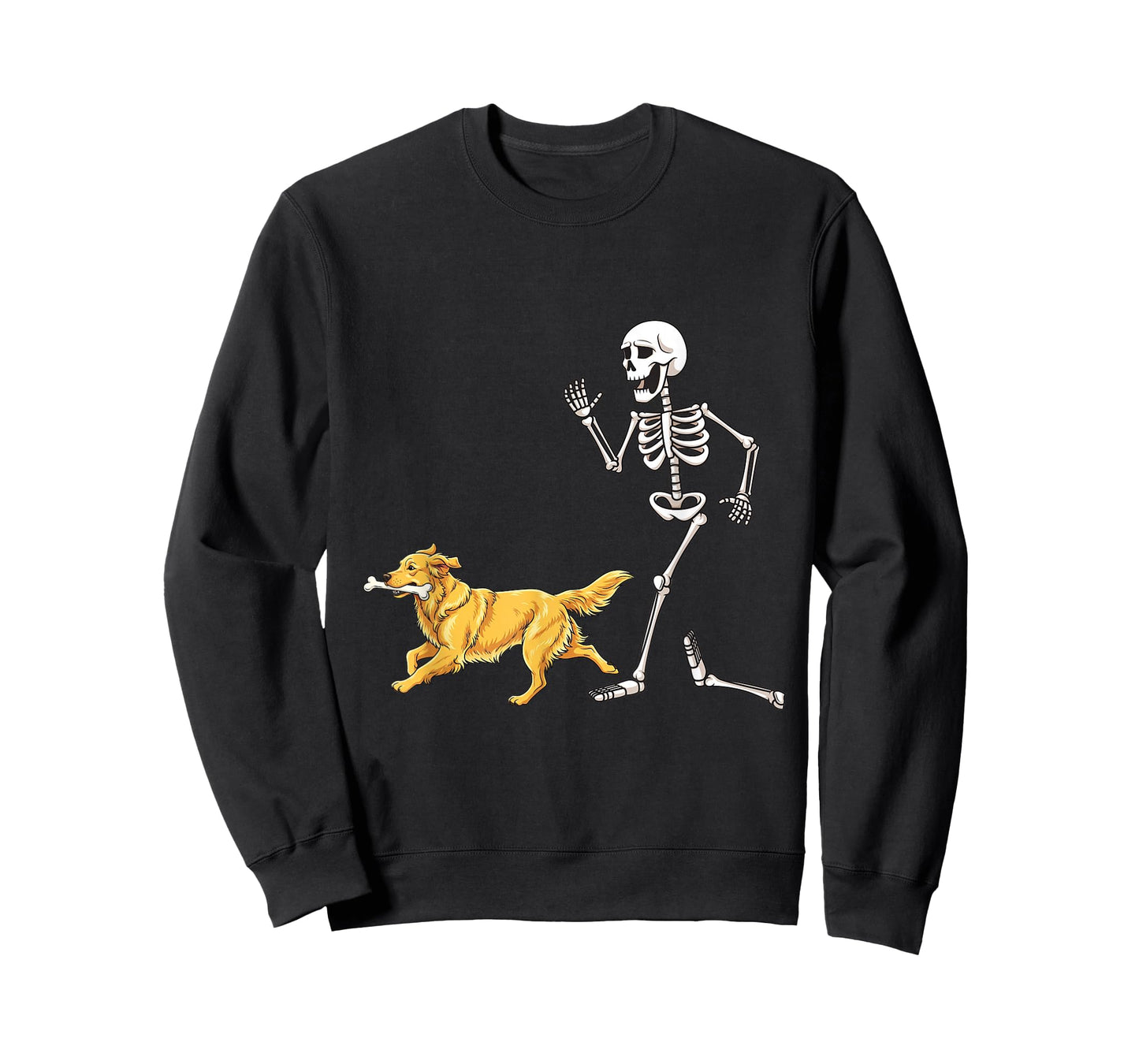 Funny Halloween Golden Retriever and Skeleton T-Shirt