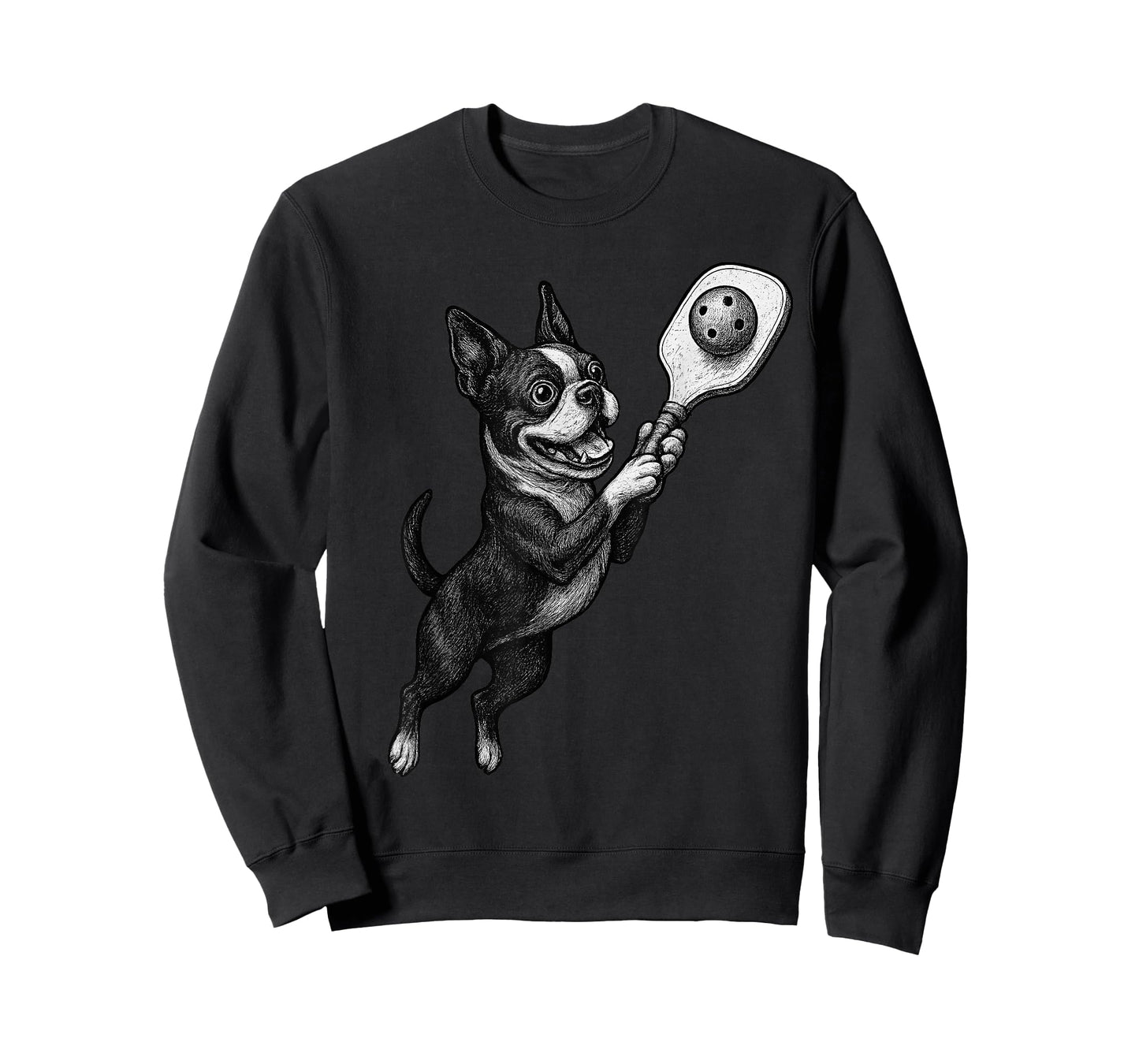 Boston Terrier Playing Pickleball Sports Dog Lover T-Shirt for Men Women Kids