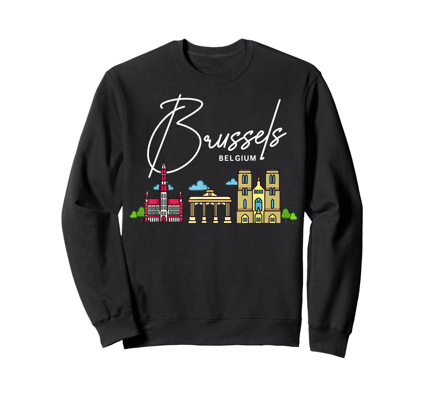 Brussels Belgium City Skyline Map Travel T-Shirt