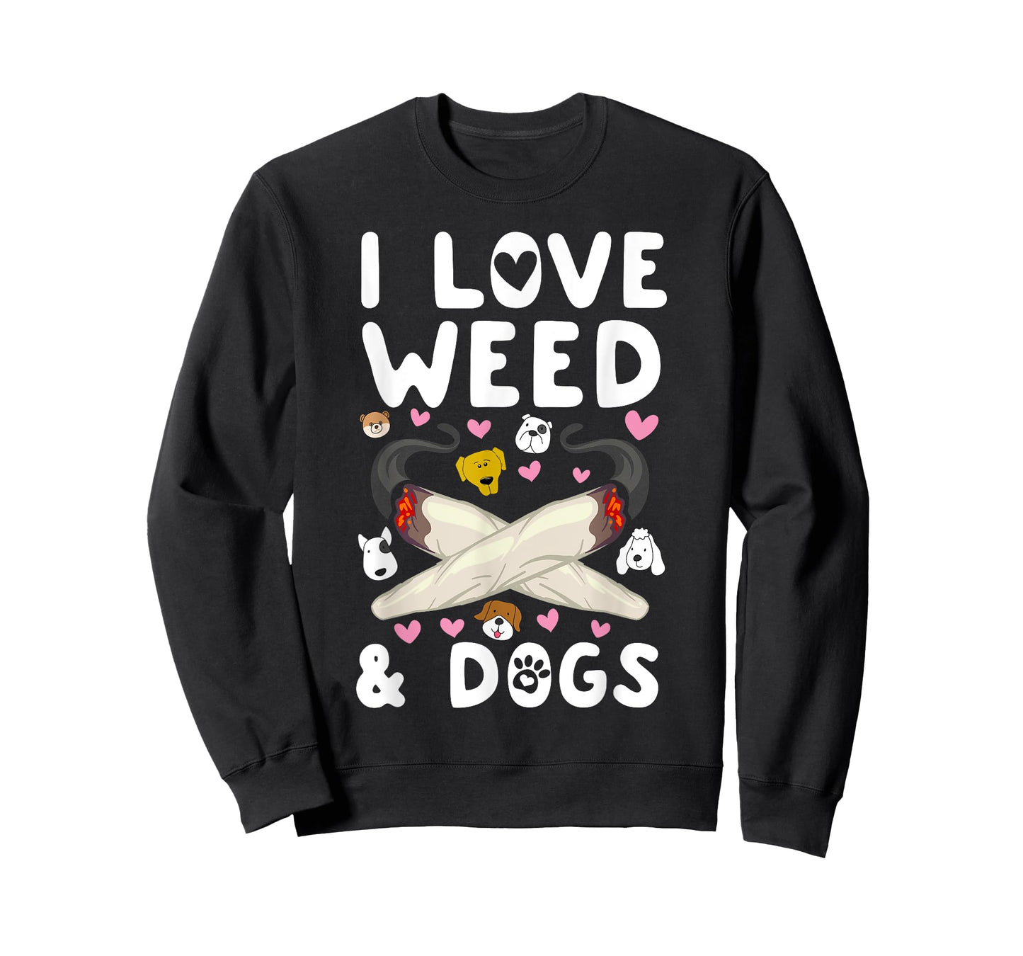 I Love Weed & Dogs Marijuana Cannabis Canine Reefer Gift Men Women T-Shirt