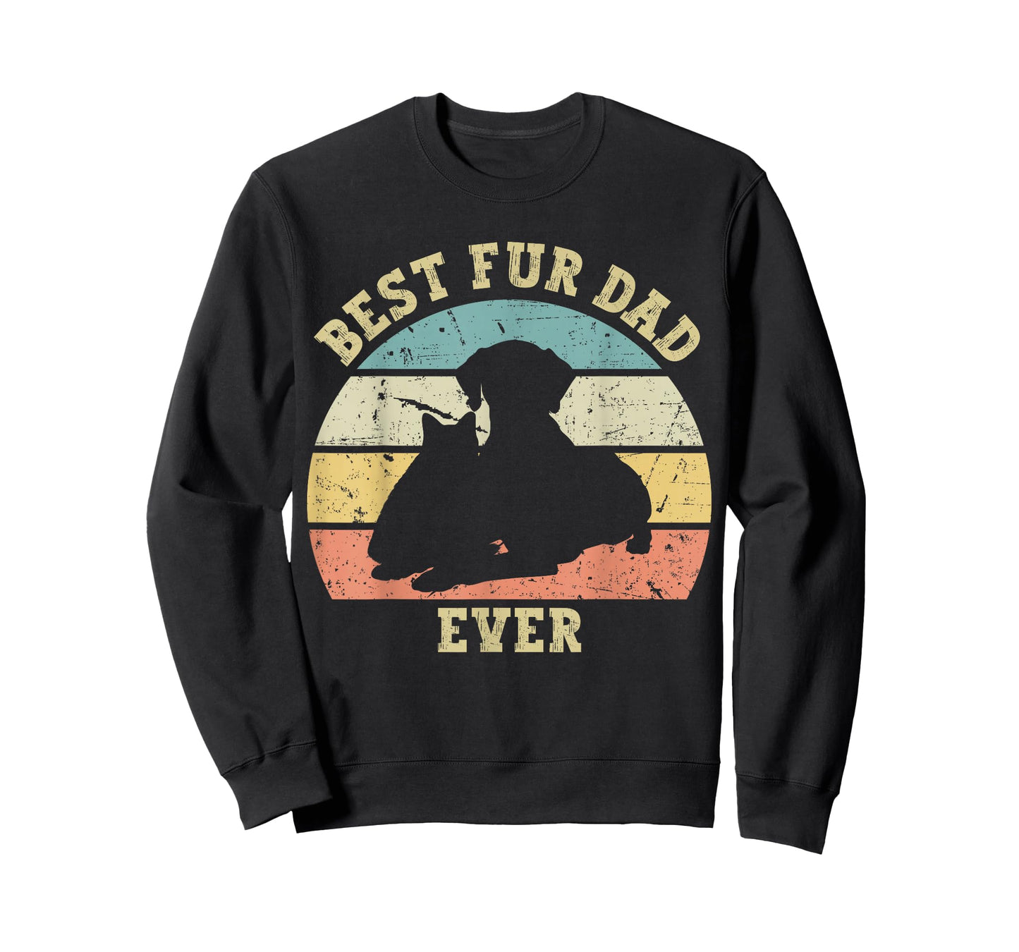 Mens Funny Best Fur Dad Ever Vintage Retro Dog Cat Owner T-Shirt