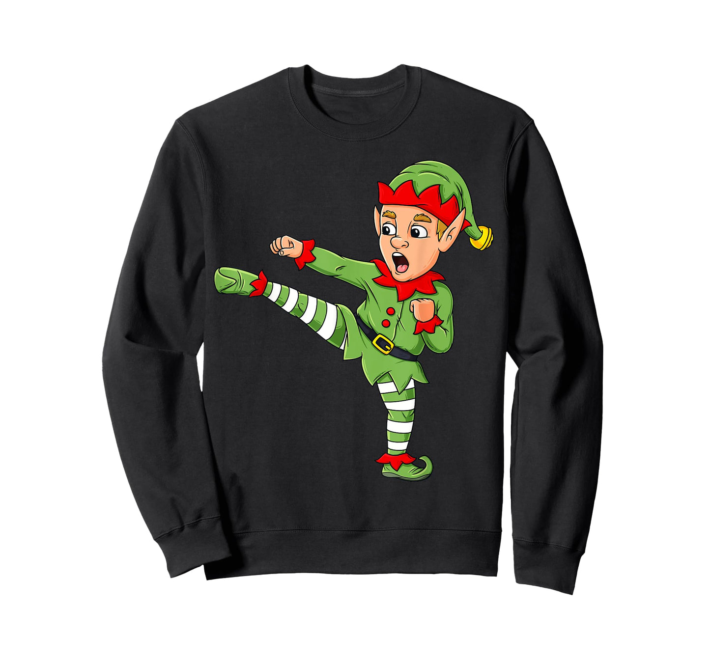 Christmas Elf Karate Funny Boys Girl Kids Family Pajama Xmas T-Shirt