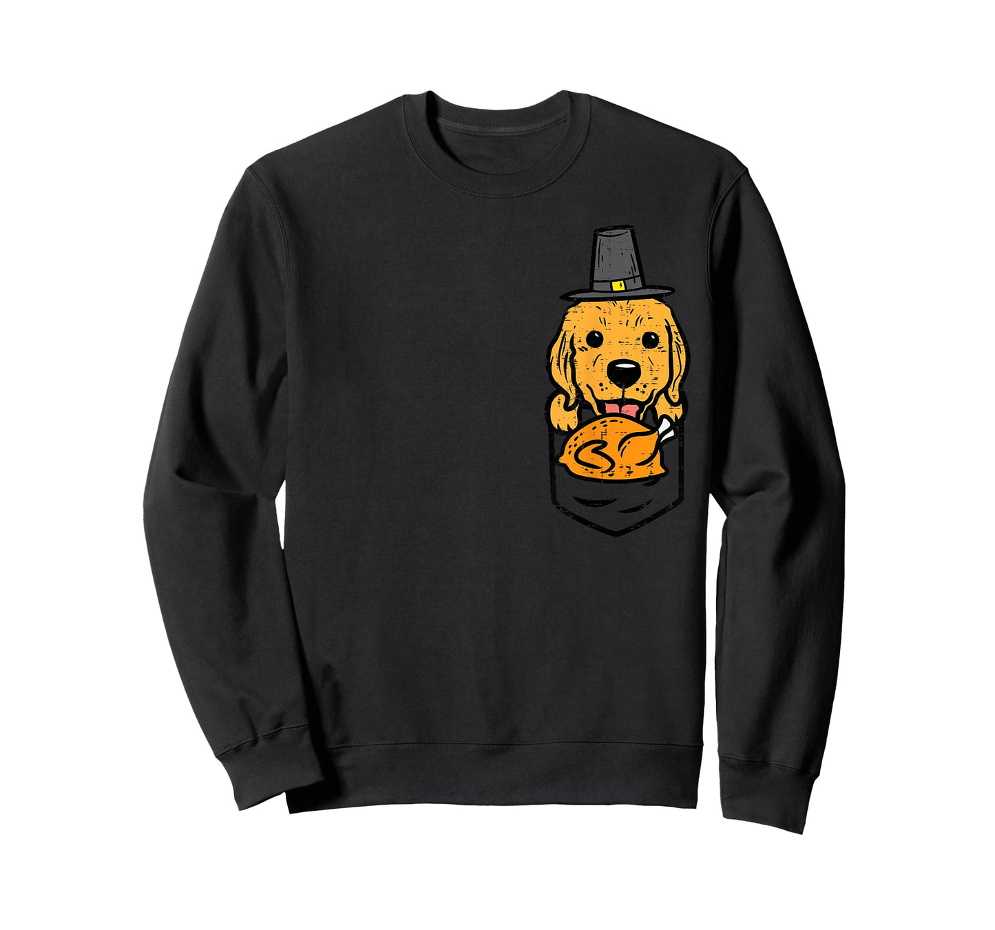 Pocket Pilgrim Golden Retriever Turkey Cute Thanksgiving Dog T-Shirt
