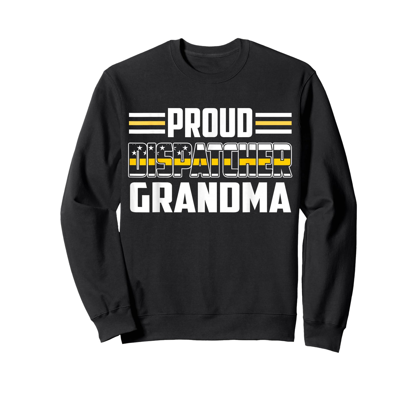 Patriotic 911 Dispatcher Grandma Proud Thin Gold Line T-Shirt