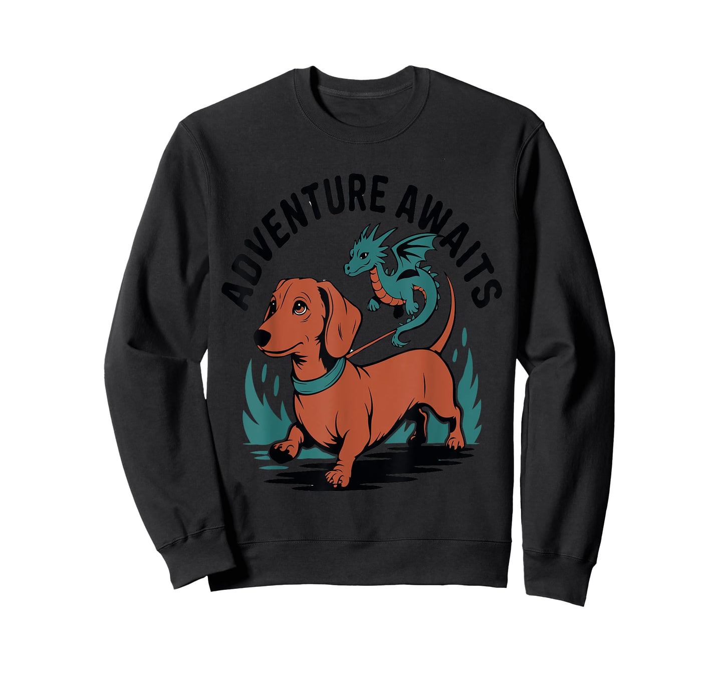 Dachshund and Dragon Silhouette for Dog Lovers Funny Fantasy T-Shirt