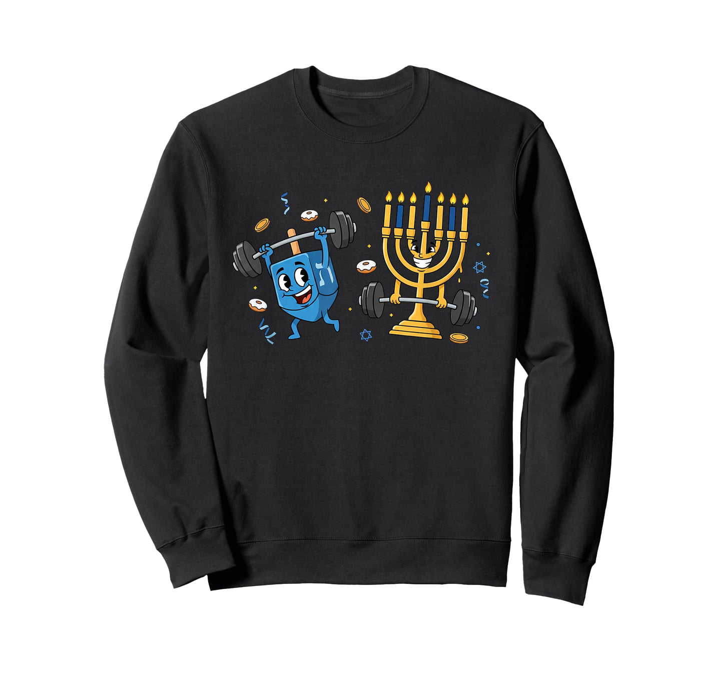 Funny Weightlifting Gym Dreidel Menorah Hanukkah Womens Mens T-Shirt