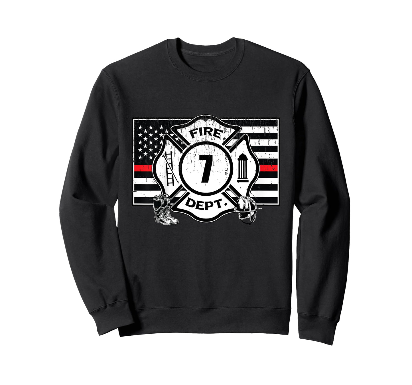 7th Birthday Firefighter Fire Truck 7 Year Old T-Shirt
