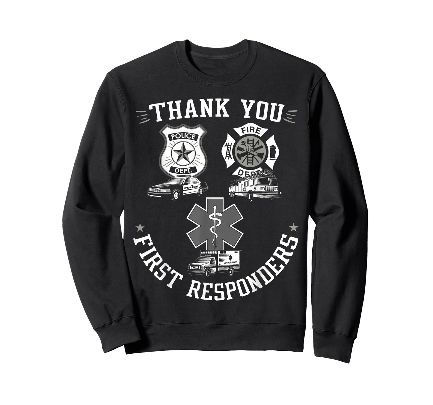 Thank You First Responders Patriotic EMT Police Firefighter Women Kids Men T-Shirt
