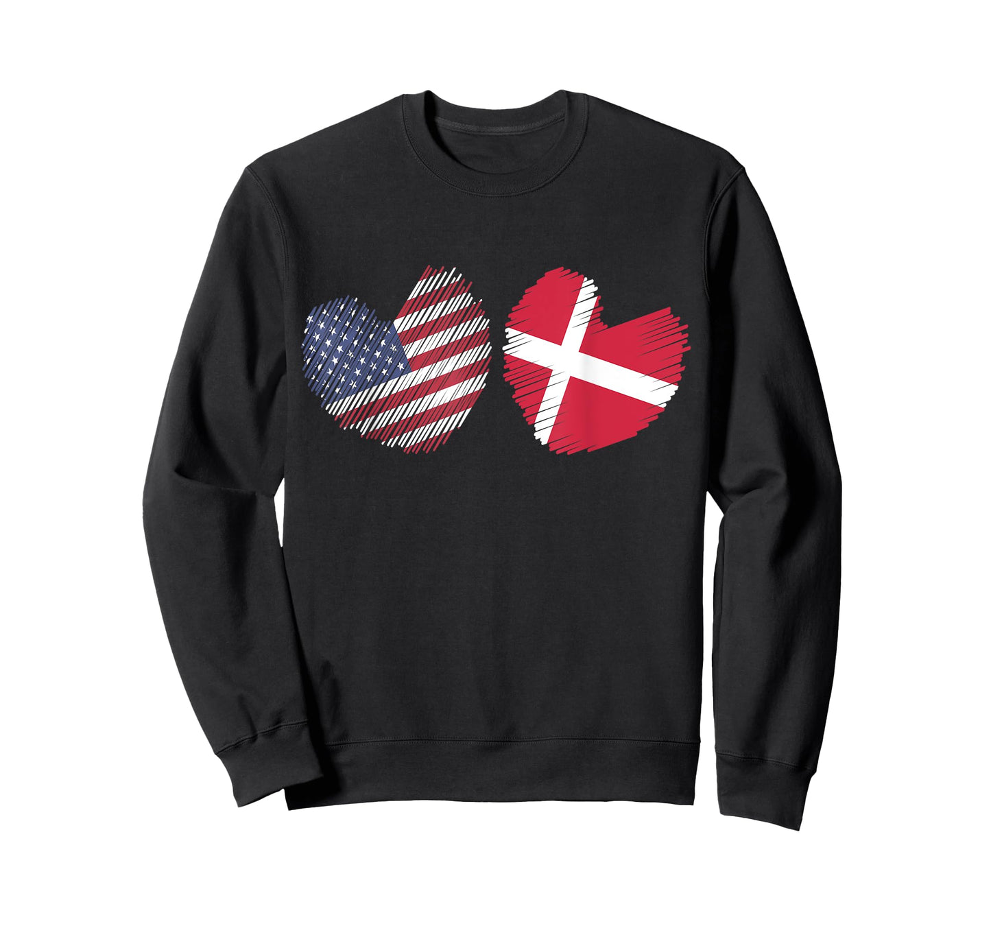 Denmark USA Heart American Flag Danish Flag Love Heart T-Shirt