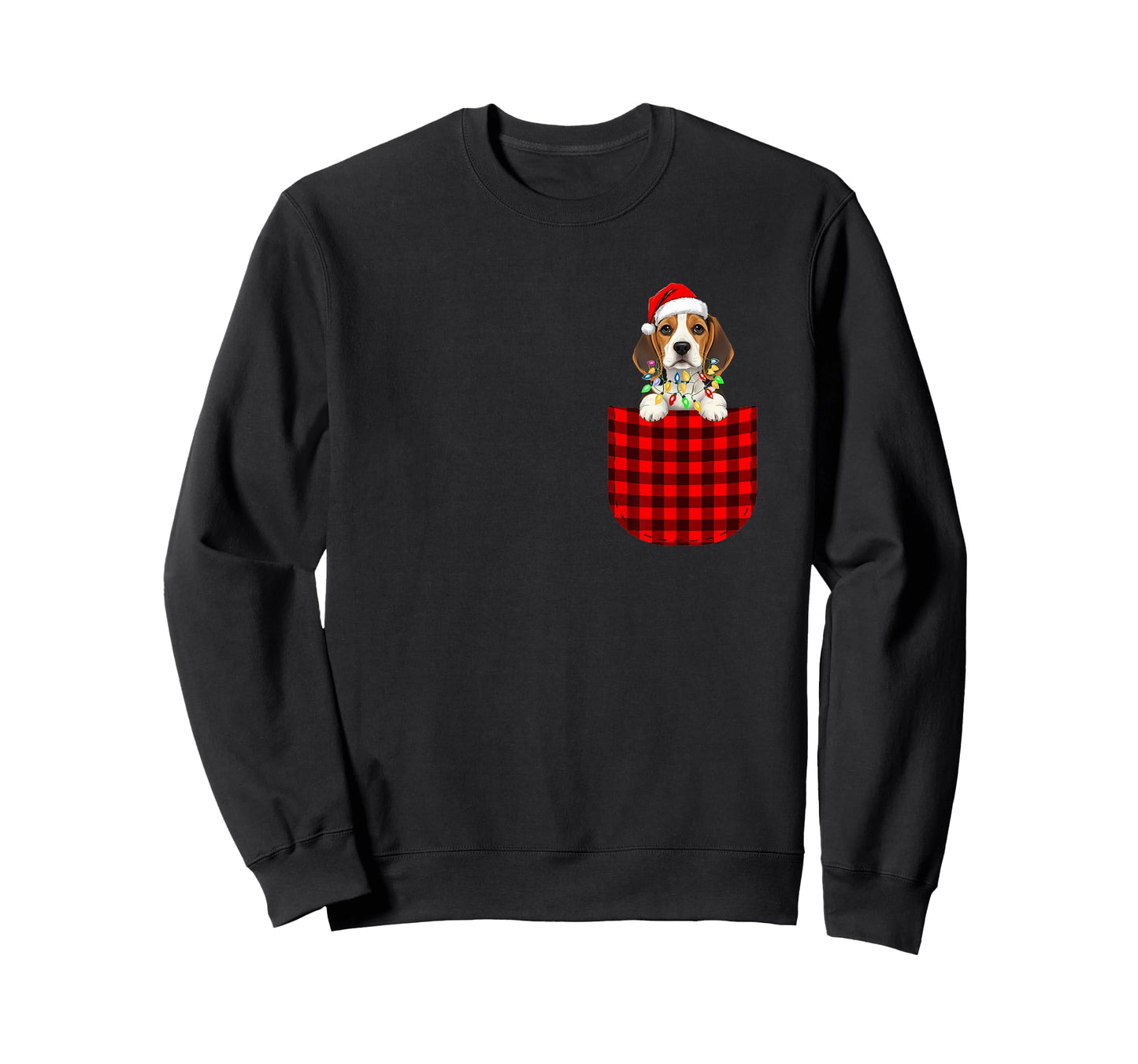 Beagle Dog Buffalo Red Plaid Pocket Christmas Funny T-Shirt